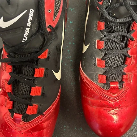 Nike Alpha Speed Football Cleats, Red/Black, Size 9 - Picture 3 of 11